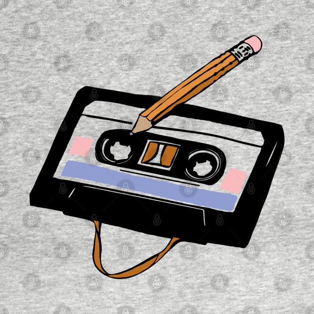 funny cassette tape pencil by Roocolonia